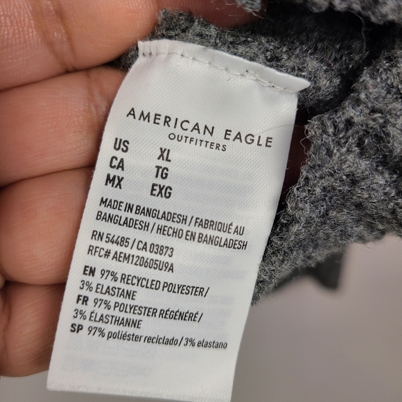 American Eagle Gray Pullover Minimal Basics Classic Crewneck Knit Sweater XL - Picture 3 of 7